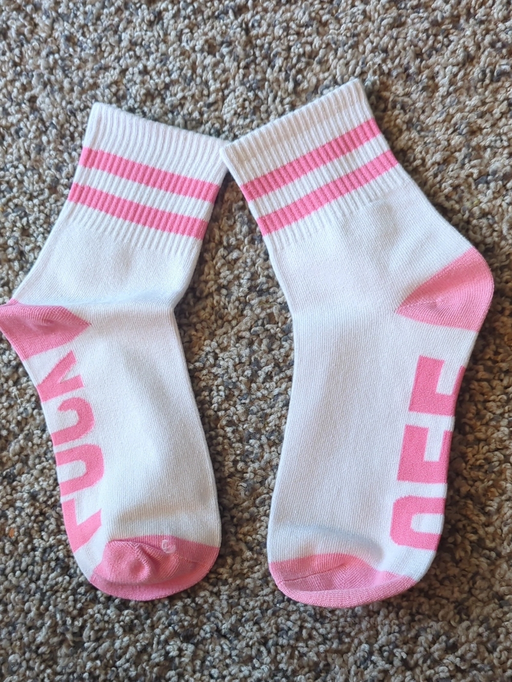 Fashion Nova White Crew Athletic Socks with Pink Accents